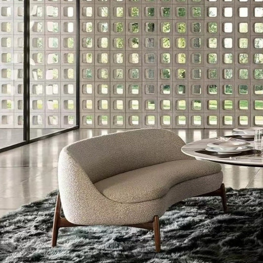 Italiaanse lichte luxe casual stoffen/leren bank voor de woonkamer