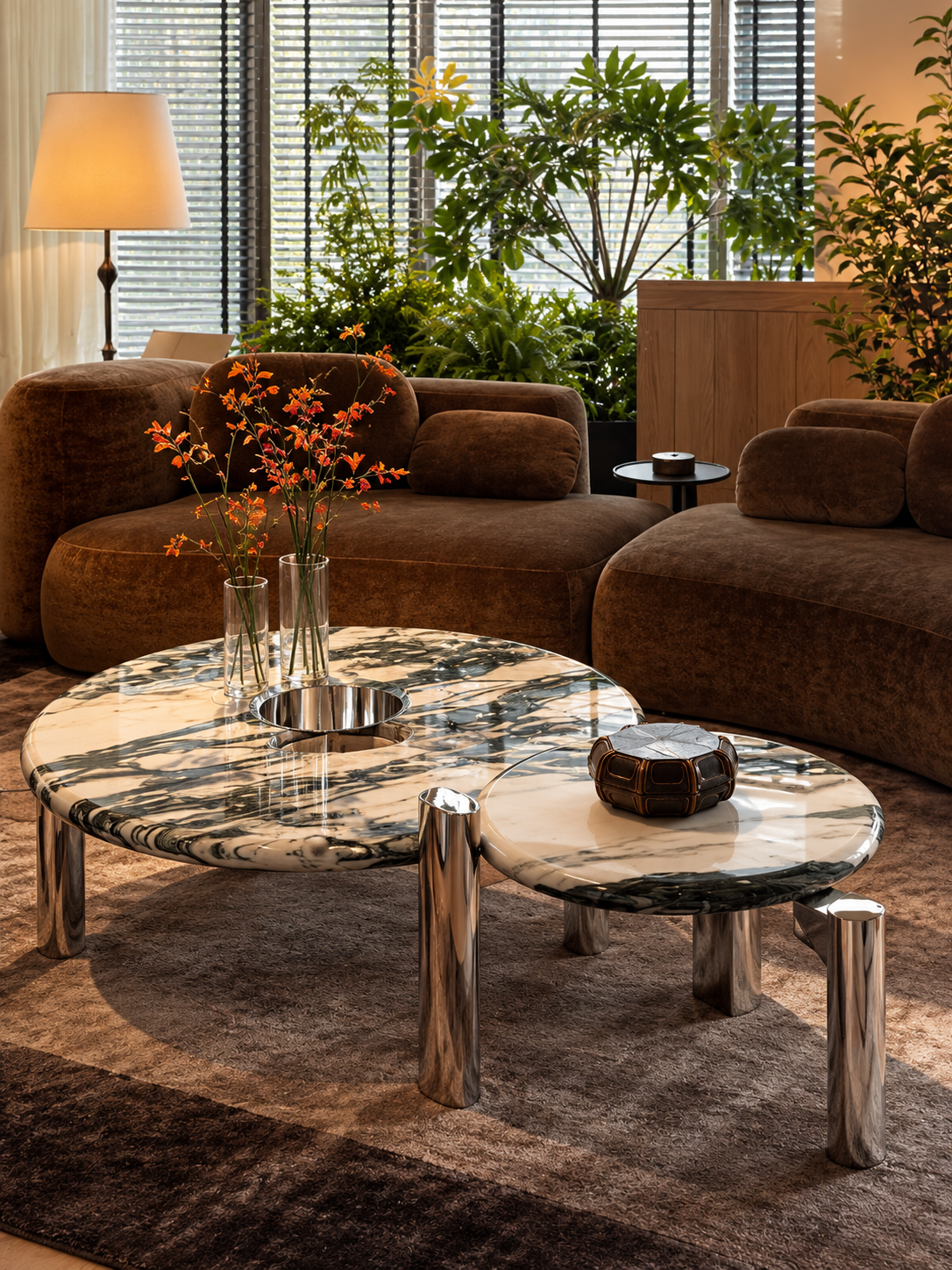 Chronos Sculptural Marble Coffee Table Set