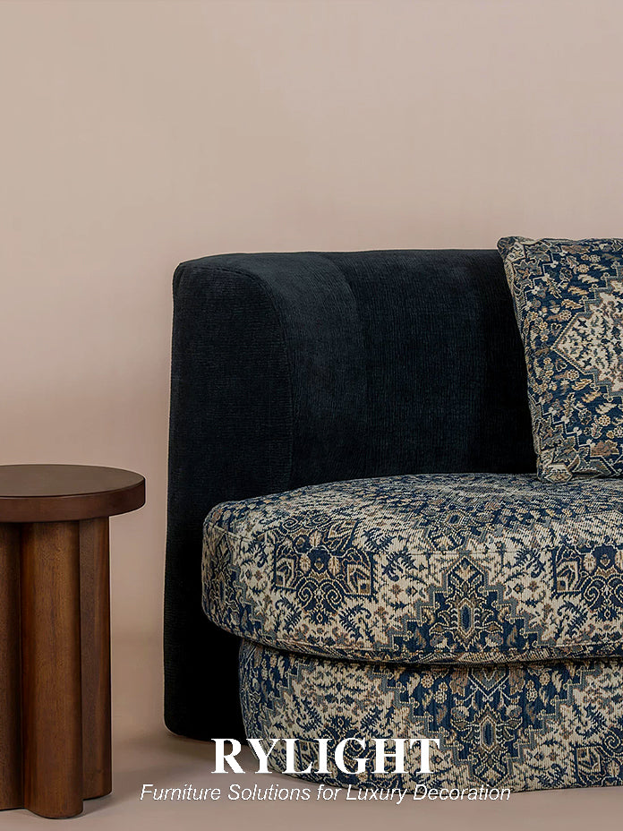 Lagom Mid‑Century Curved Luxury Upholstered Sofa for Living Room