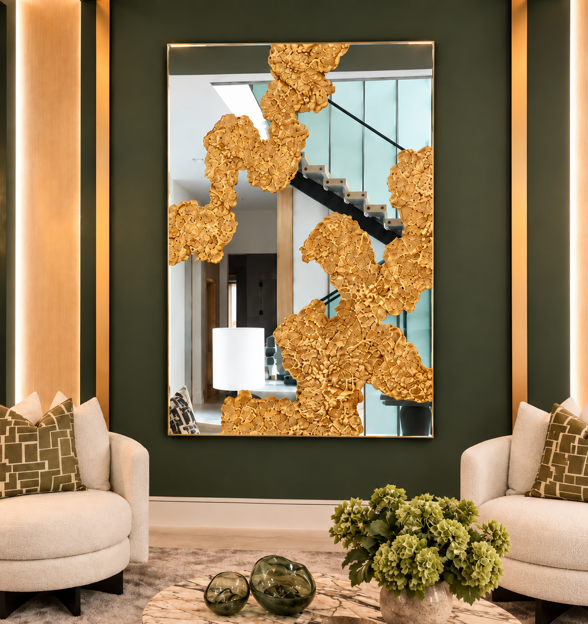 Sculptural Brass Art Mirror