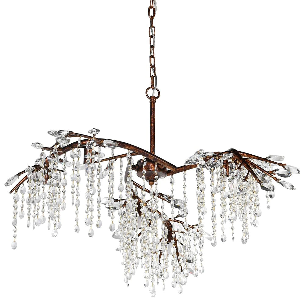 Rylight 6/18-Light Bronze/Black Branch Chandelier With Crystal Drops