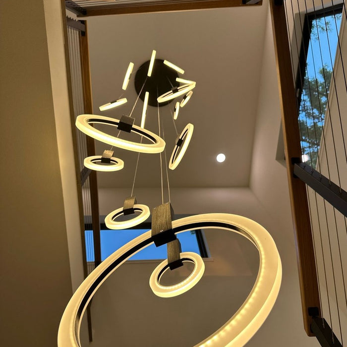 Nordic Postmodern Muti-Rings Rotating Creative For Staircase/Dinging Room