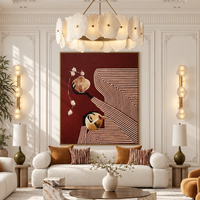 French style Petal Sculptural Alabaster Chandelier