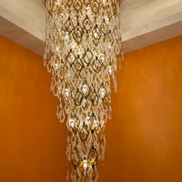 ثريا كريستالية سداسية حديثة مدمجة في السقف للسلالم/البهو 