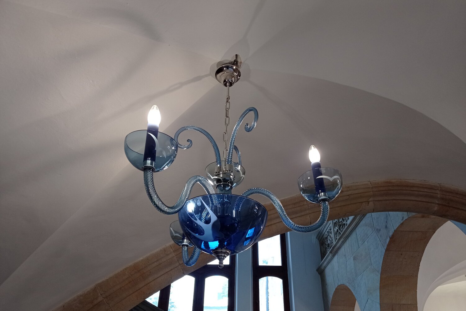 Rylight 3/12/16-Light Glass Candle Chandelier in Blue Finish Color