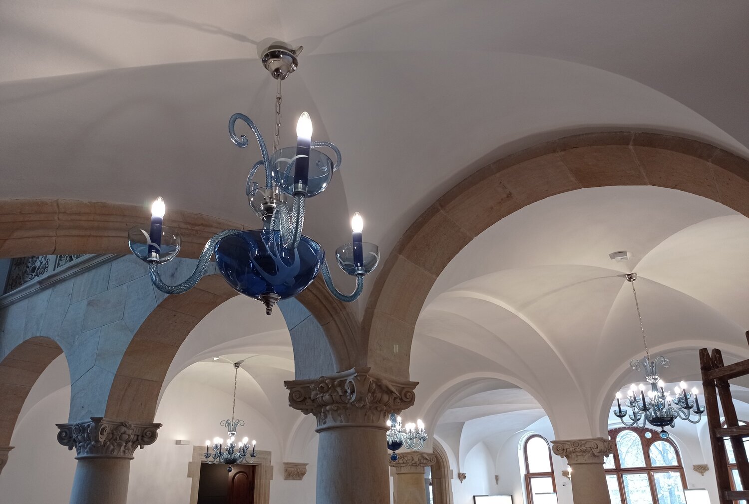 Rylight 3/12/16-Light Glass Candle Chandelier in Blue Finish Color