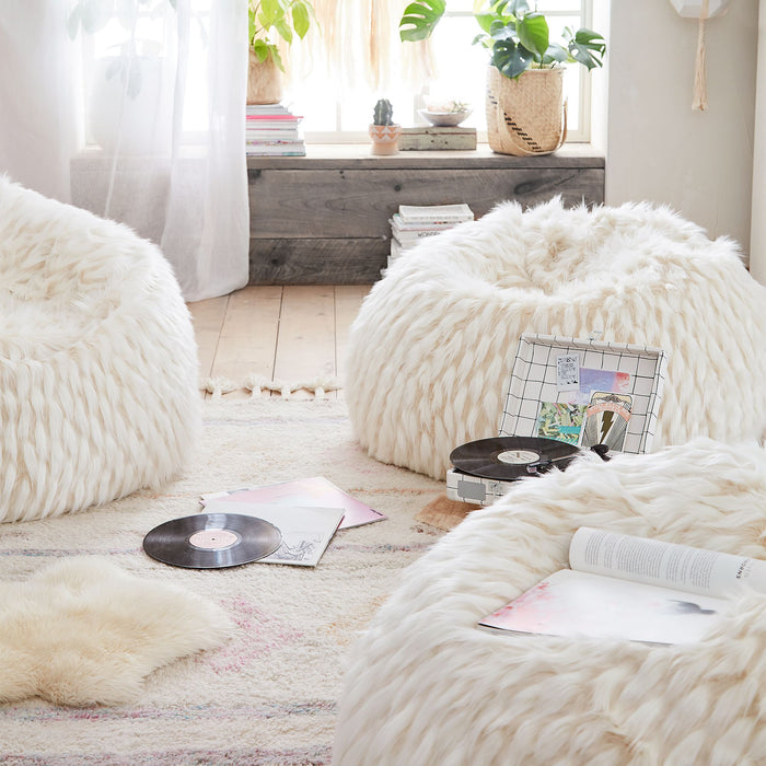 Winter Fox Faux Fur Bean Bag Chair