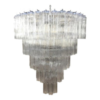 Rylight 5-Tier Smoky Gray/Clear Floral Glass Tubes Chandelier