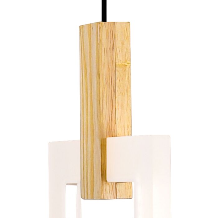 Rylight Modern Minimalist Rectangular LED Pendant with White Oak Finish