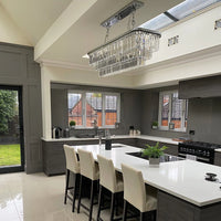 Rylight 10-lichts rechthoekige kristallen kroonluchter in gepolijst chroom