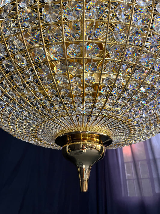 Rylight 3-Light French Empire Bead Crystal Chandelier in Antique Brass Finish
