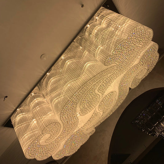 Moderne, inbouw kroonluchter met vierkante, holle kristallen buizen voor hotels, restaurants en woonkamers