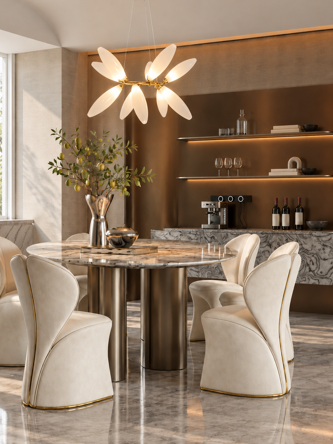Miarea Sculptural Leather Dining Chair