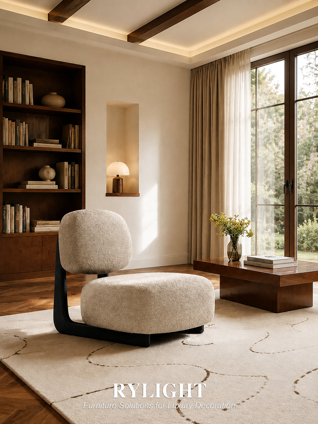 Modern Sculptural Bouclé Lounge Chair