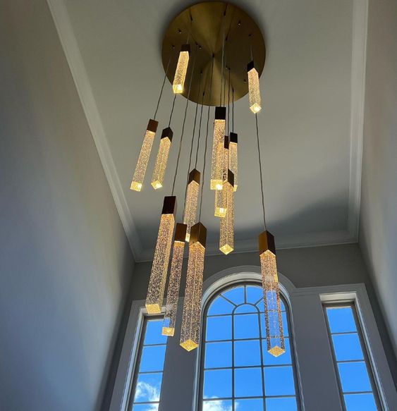 ثريا Rylight 3/7/13/25/41-Light Glacier Bubble Crystsal باللون الذهبي/الكروم/الأسود