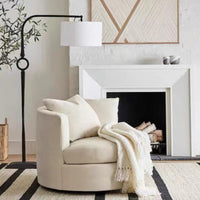 Italiaanse Nordic Light Luxe Fluwelen Ronde Draaibare Bankstoel voor Woonkamer/Slaapkamer