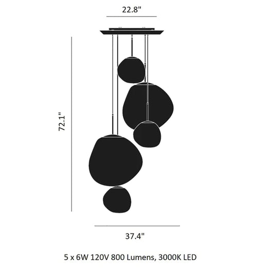 Rylight 3/5 روك زجاجي شكل خاص قلادة الإضاءة