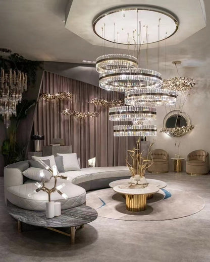 ثريا كريستال Rylight ذات 5 حلقات باللون الذهبي