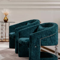 French Luxury Teal Chenille Accent Lounge Chair