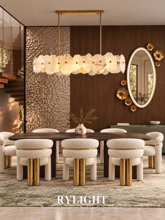 French style Petal Sculptural Alabaster Chandelier