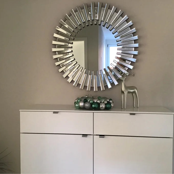 Rylight Sunburst verfijnde ronde wandspiegel
