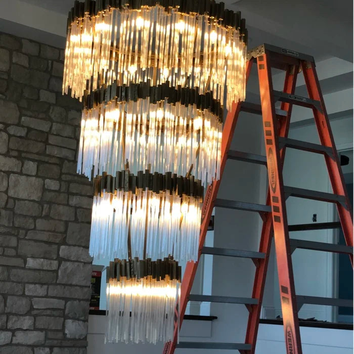 Rylight 1/2/3/4-Tier Round Crystal Chandelier Creative Waterfall Chandelier