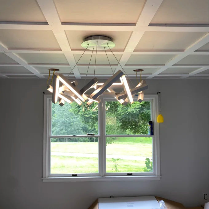 Modern Round/Linear Geometric Aluminum LED Chandelier