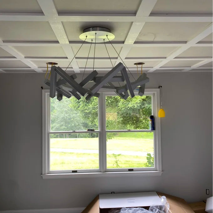 Modern Round/Linear Geometric Aluminum LED Chandelier
