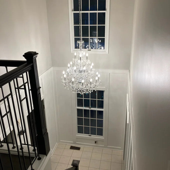 ثريا شموع كريستالية فاخرة من Rylight ذات 3 طبقات و24 مصباحًا