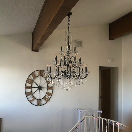 Rylight 3-laags en 24-lichts luxe kristallen kaarskroonluchter