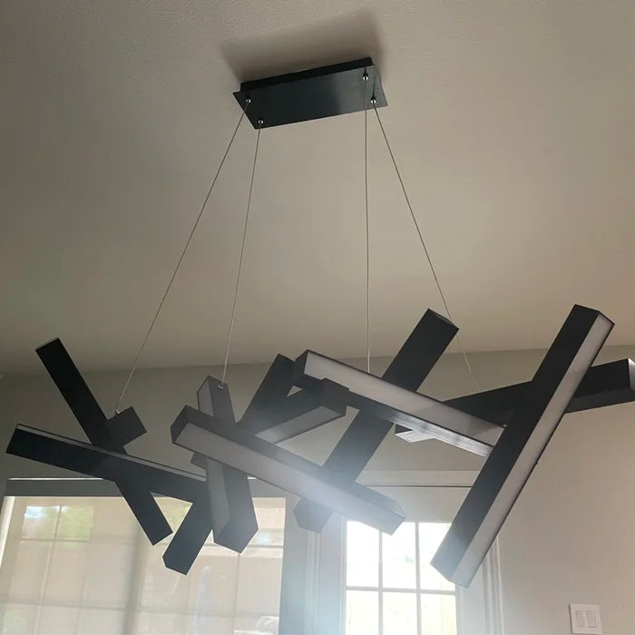 Modern Round/Linear Geometric Aluminum LED Chandelier
