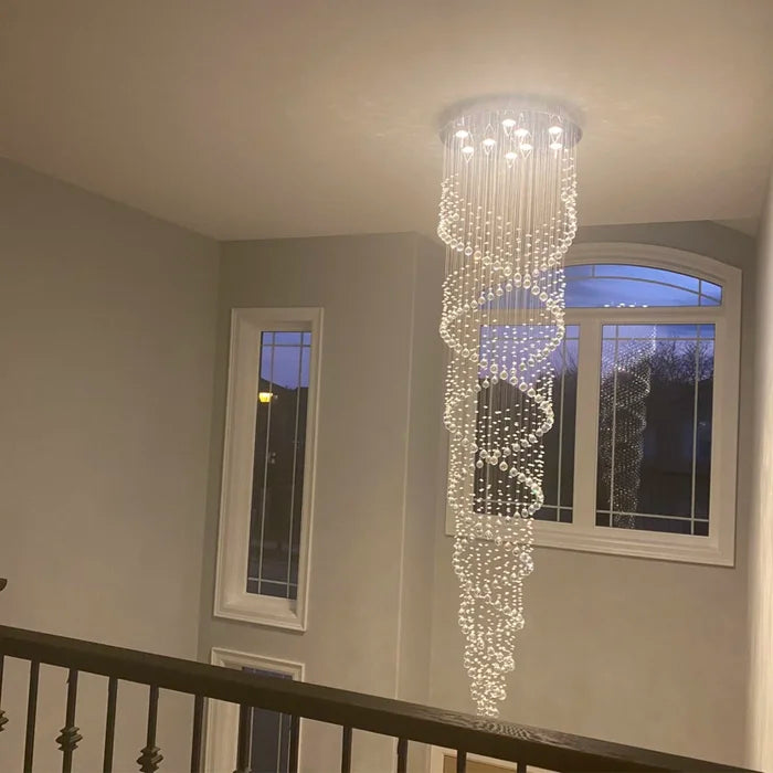 Rylight Extra Long Spiral Crystal Chandelier