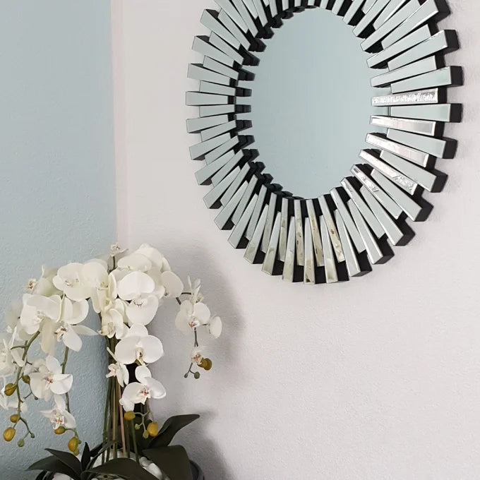Rylight Sunburst verfijnde ronde wandspiegel