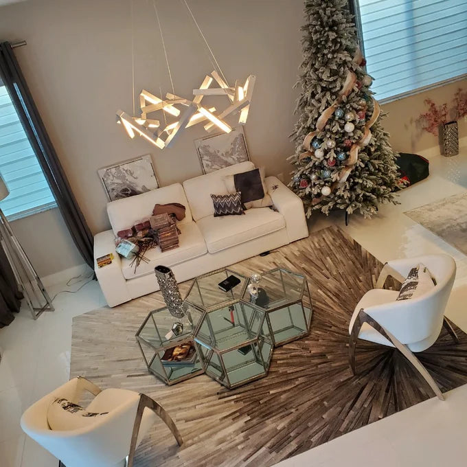 Modern Round/Linear Geometric Aluminum LED Chandelier