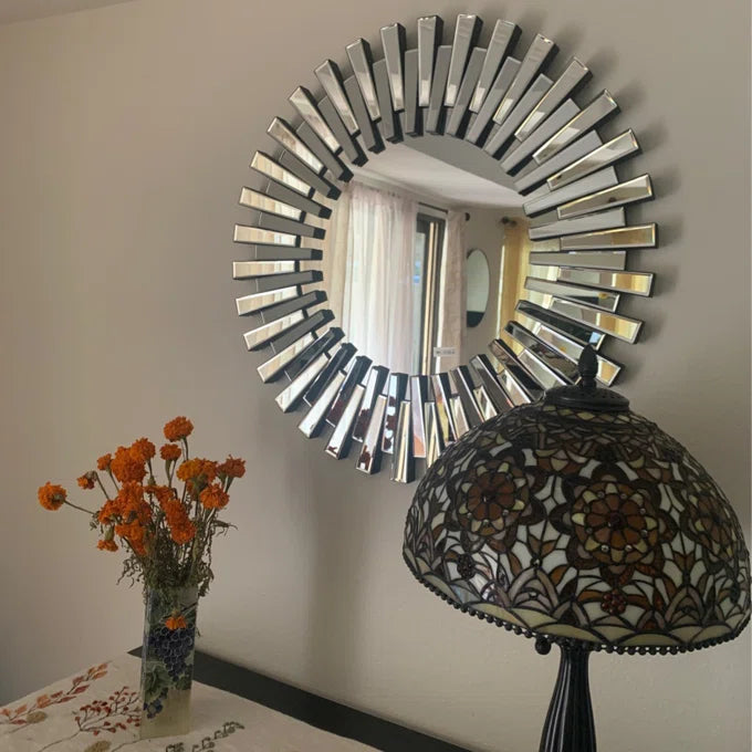 Rylight Sunburst verfijnde ronde wandspiegel