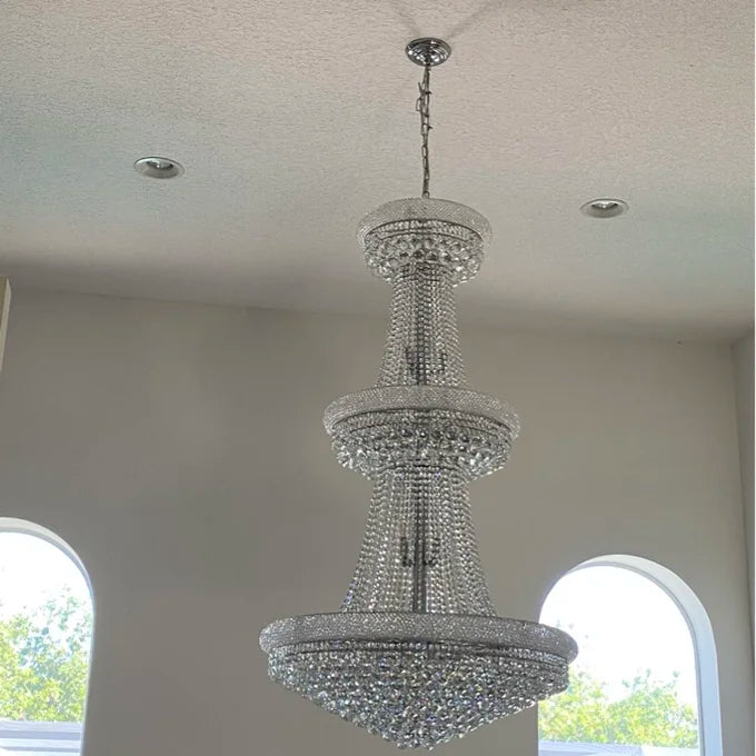 Rylight 3-Tier Empire Gold/Chrome Crystal Chandelier