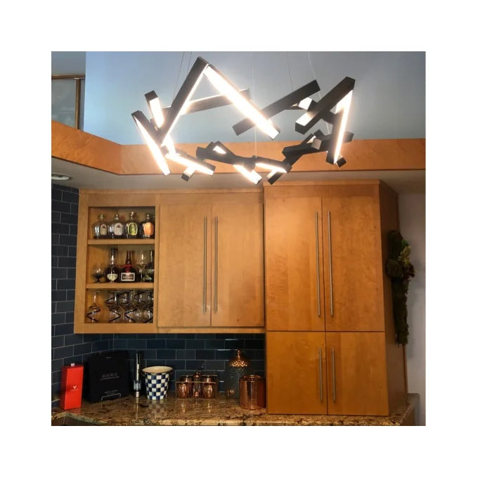 Modern Round/Linear Geometric Aluminum LED Chandelier