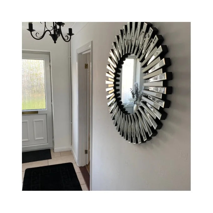 Rylight Sunburst verfijnde ronde wandspiegel