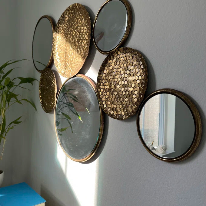 Muurkunst decoratieve grote ronde gouden spiegel