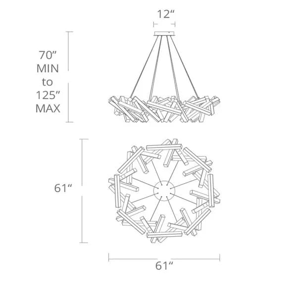 Modern Round/Linear Geometric Aluminum LED Chandelier