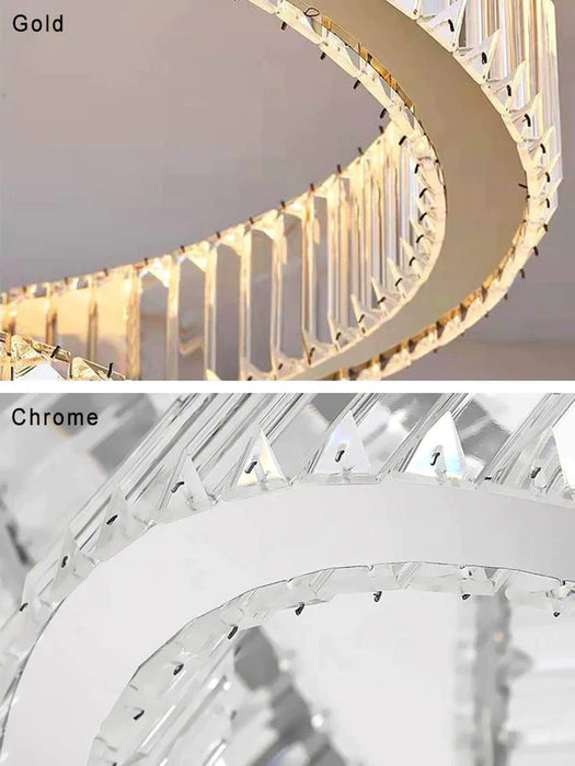 Rylight 5/6-Ring Crystal Chandelier in Gold/Chrome Finish