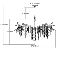 Rylight 6/18-Light Bronze/Black Branch Chandelier With Crystal Drops