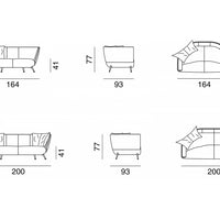Rylight irregular Sofa in Espresso/Black/Leather Upholstery