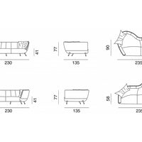 Rylight irregular Sofa in Espresso/Black/Leather Upholstery