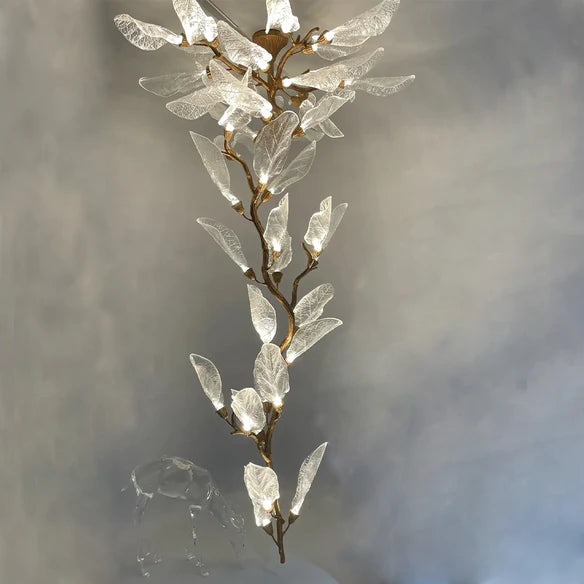 Rylight Flush Mount/Round/Linear Bionic Resin Leaves Chandelier