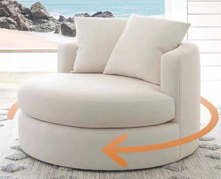 Italian Nordic Light Luxury Velvet Circular Rotatable Sofa Chair For Living Room/Bedroom