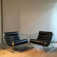 Rylight Italian Minimalist Glass Leg Accent Chair