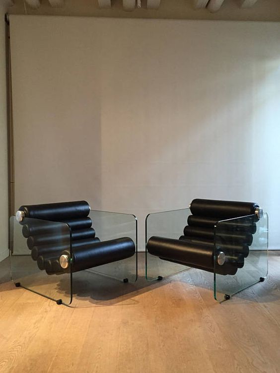 Rylight Italian Minimalist Glass Leg Accent Chair