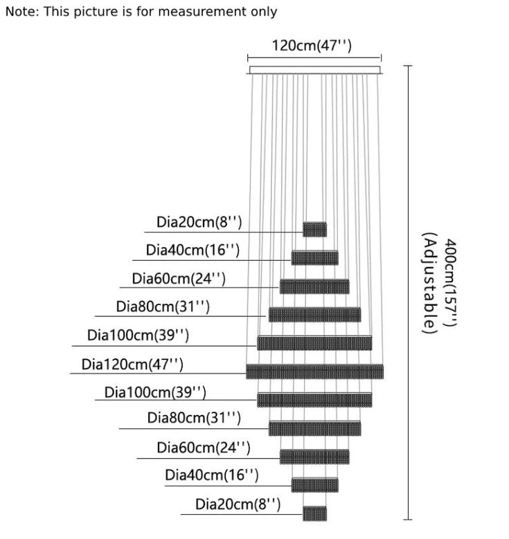 ثريا Rylight 11/17-Ring كبيرة جدًا/طويلة الشرابة