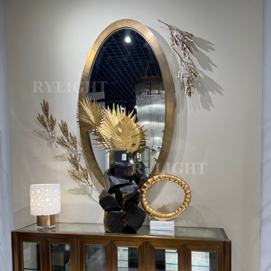 Rylight Luxury Artistic Brass Mango Leaf Wall Sculpture